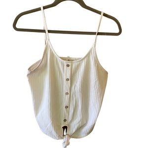 White Ribbed Tank Top w/ Knot in the Front